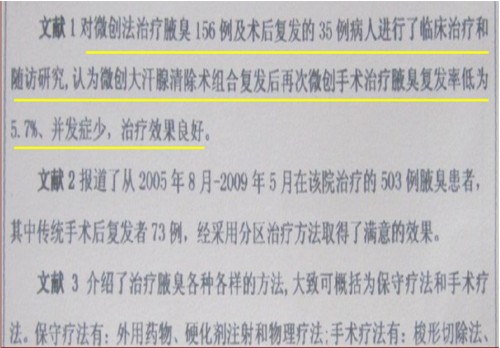 目前腋臭根治技术推广情况报告